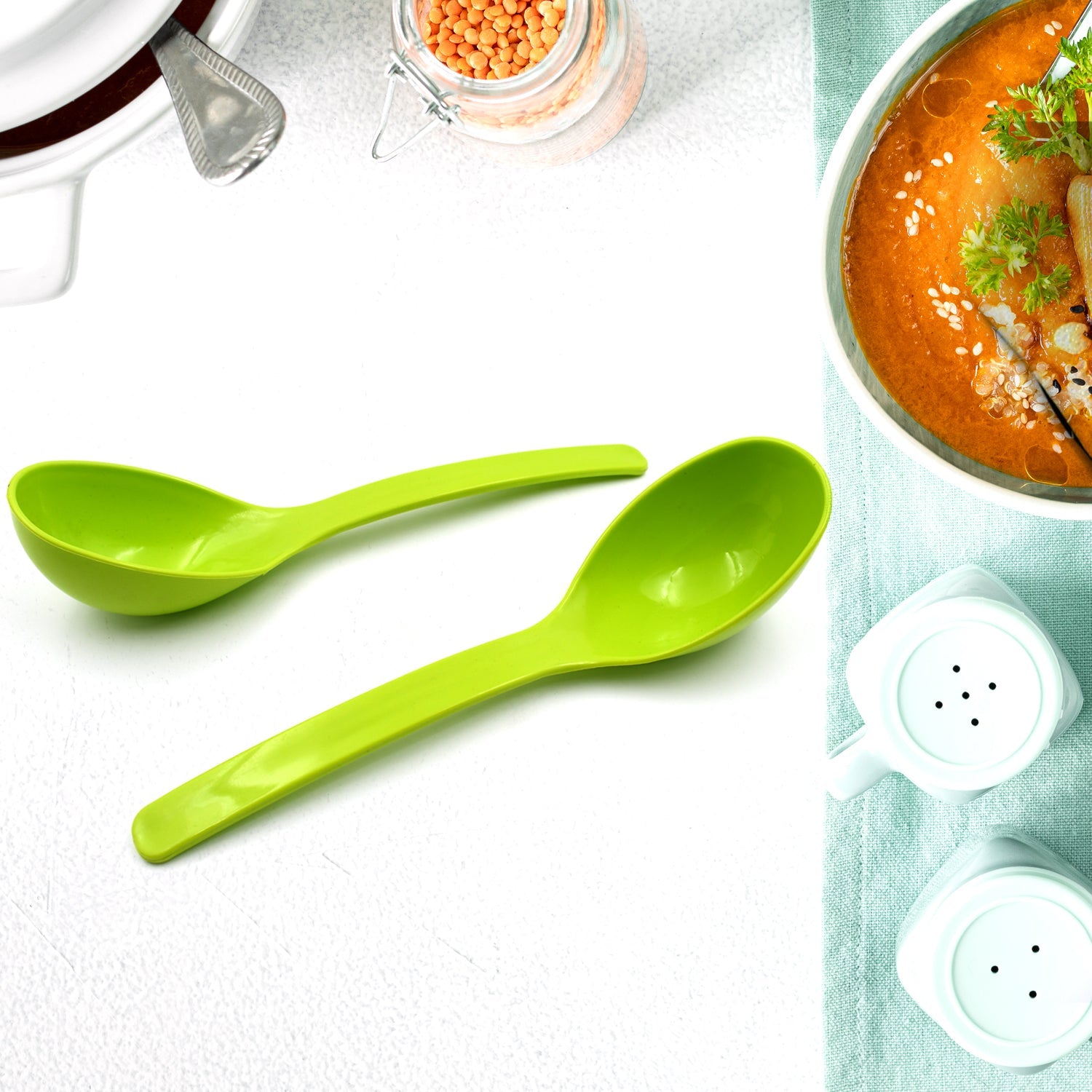 5724 Plastic Spoon Kitchen Multipurpose Serving Ladle for Frying, Serving, Turner, Curry Ladle, Serving Rice, Spoon Used While Eating and Serving Food Stuffs Etc (2 Pcs Set / 10 Inch ) 5724 Plastic Spoon Kitchen Multipurpose Serving Ladle for Frying, Serving, Turner, Curry Ladle, Serving Rice, Spoon Used While Eating and Serving Food Stuffs Etc (2 Pcs Set / 10 Inch )